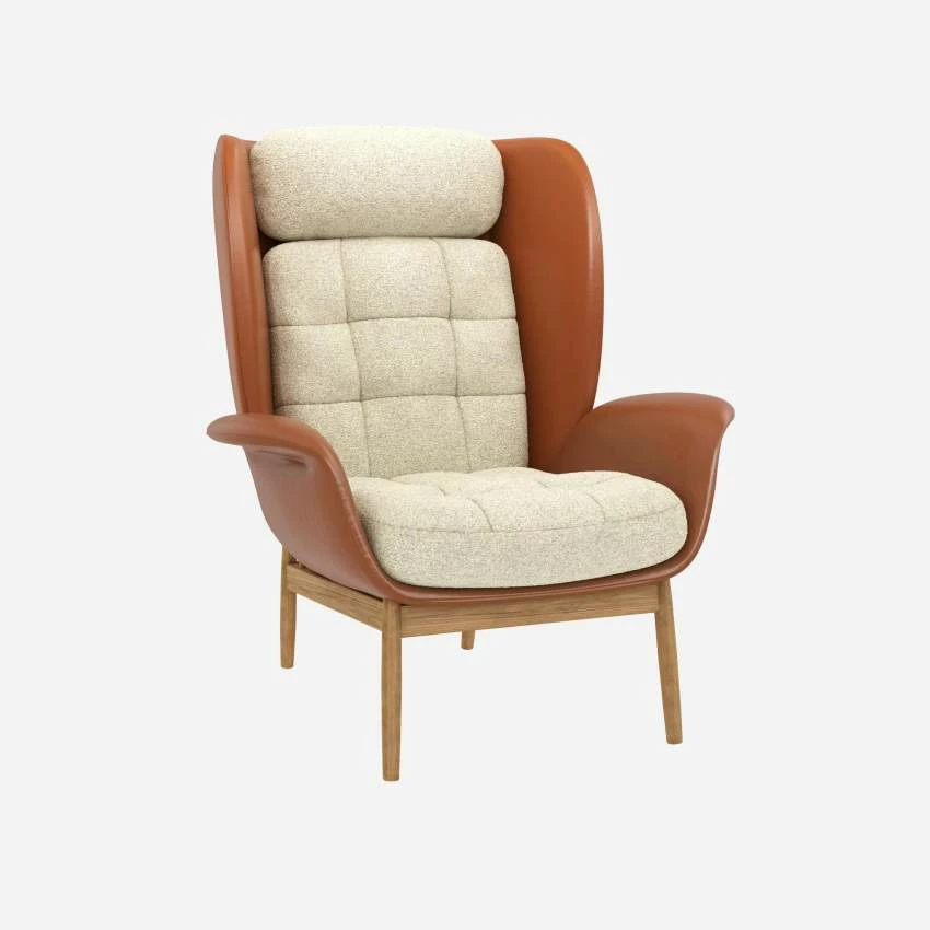 Habitat Fauteuil En Cuir Savoy Cognac Et Tissu Venezia - Blanc Craie 4 Habitat Fauteuil En Cuir Savoy Cognac Et Tissu Venezia - Blanc Craie – Image 4