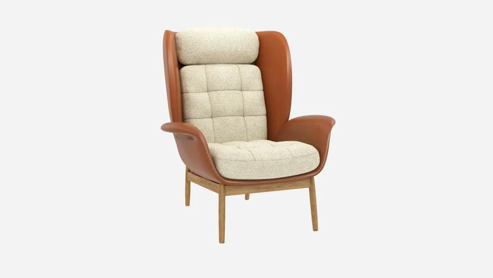 Habitat Fauteuil En Cuir Savoy Cognac Et Tissu Venezia - Blanc Craie 6 Habitat Fauteuil En Cuir Savoy Cognac Et Tissu Venezia - Blanc Craie – Image 6