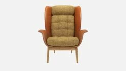 Habitat Fauteuil En Cuir Savoy Cognac Et Tissu Venezia - Jaune épice -meubles boutique herve fauteuil cuir sv ven moutarde 10273083 2