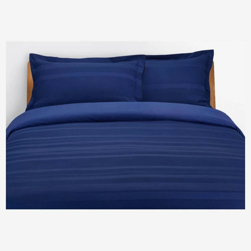 Habitat Housse De Couette En Coton égyptien - 140 X 200 Cm - Bleu 1 Habitat Housse De Couette En Coton égyptien - 140 X 200 Cm - Bleu