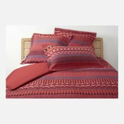 Habitat Housse De Couette En Coton - 240 X 260 Cm - Rouge -meubles boutique housse de couette 260x240cm rouge a motifs 1091477 1