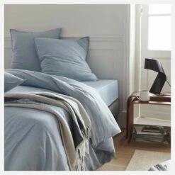 Habitat Housse De Couette En Coton - 200 X 200 Cm - Bleu Clair -meubles boutique housse de couette en coton 200 x 200 cm bleu ciel 2559443