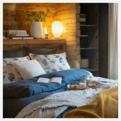 Habitat Housse De Couette En Coton - 200 X 200 Cm - Bleu Nuit -meubles boutique housse de couette en coton 200 x 200 cm bleu nuit 5321725