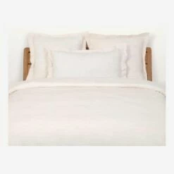 Habitat Housse De Couette En Coton - 220 X 240 Cm - Blanc Et Rayures -meubles boutique housse de couette en coton 220 x 240 cm blanc et rayures 1088585 1