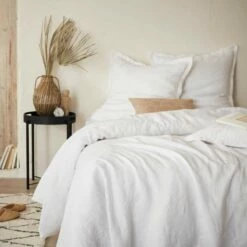 Habitat Housse De Couette En Lin - 220 X 240 Cm - Blanc -meubles boutique housse de couette en lin 220 x 240 cm blanc 2559243 1