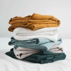 Habitat Housse De Couette En Lin - 220 X 240 Cm - Jaune Moutarde -meubles boutique housse de couette en lin 240 x 220 cm jaune moutarde 1334151 1