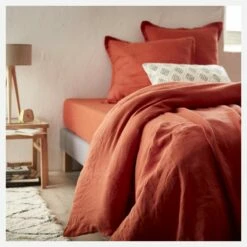 Habitat Housse De Couette En Lin - 240 X 260 Cm - Orange Terracotta 7 Habitat Housse De Couette En Lin - 240 X 260 Cm - Orange Terracotta -meubles boutique housse de couette en lin 240 x 260 cm terracotta 2558983