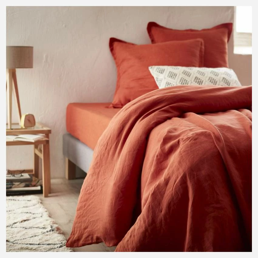 Habitat Housse De Couette En Lin - 240 X 260 Cm - Orange Terracotta 2 Habitat Housse De Couette En Lin - 240 X 260 Cm - Orange Terracotta – Image 2