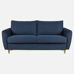 Habitat Canapé Convertible 3 Places En Tissu Avec Sommier à Lattes - Bleu Foncé