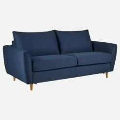 Habitat Canapé Convertible 3 Places En Tissu Avec Sommier à Lattes - Bleu Foncé -meubles boutique hugo conv 3p lattes bleu fonce hdr 13503817