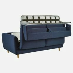 Habitat Canapé Convertible 3 Places En Tissu Avec Sommier à Lattes - Bleu Foncé -meubles boutique hugo conv 3p lattes bleu fonce hdr 13503825