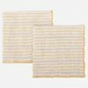 Habitat Lot De 2 Serviettes De Table En Lin - 40 X 40 Cm - Blanc Et Orange