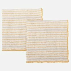 Habitat Lot De 2 Serviettes De Table En Lin - 40 X 40 Cm - Blanc Et Orange