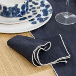 Habitat Lot De 2 Serviettes De Table En Lin - 45 X 45 - Gris Anthracite -meubles boutique lot de 2 serviettes de table en lin 45 x 45 gris anthracite 9576875 1