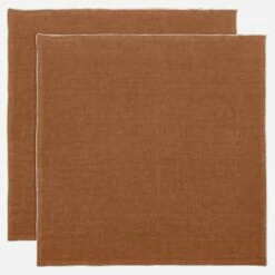 Habitat Lot De 2 Serviettes De Table En Lin - 45 X 45 - Marron Caramel -meubles boutique lot de 2 serviettes de table en lin 45 x 45 marron caramel 12568215