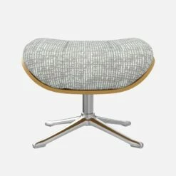 Habitat Repose-pieds En Chêne Et Tissu Alba - Gris Brume - Pied Aluminium