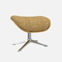 Habitat Repose-pieds En Chêne Et Tissu Alba - Jaune Soleil - Pied Aluminium -meubles boutique marc repose p chene alba jaune alu 10275041 1