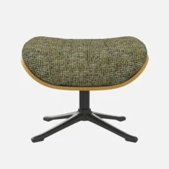 Habitat Repose-pieds En Chêne Et Tissu Alba - Vert Orage - Pied Noir