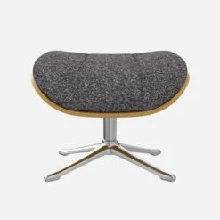 Habitat Repose-pieds En Chêne Et Tissu Lucca - Bleu Zingué - Pied Aluminium -meubles boutique marc repose p chene lucca bleu alu 10274781 1