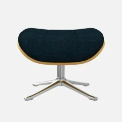 Habitat Repose-pieds En Chêne Et Tissu Melina - Bleu Encre - Pied Aluminium -meubles boutique marc repose p chene mel bleu alu 10274589 1