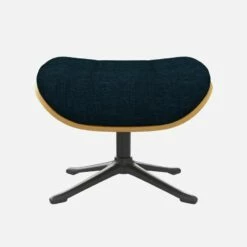 Habitat Repose-pieds En Chêne Et Tissu Melina - Bleu Encre - Pied Noir -meubles boutique marc repose p chene mel bleu p nr 10274573 1