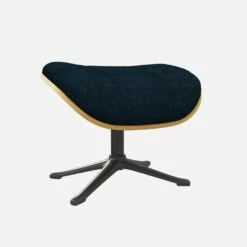 Habitat Repose-pieds En Chêne Et Tissu Melina - Bleu Encre - Pied Noir -meubles boutique marc repose p chene mel bleu p nr 10274577 1