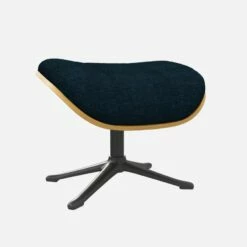 Habitat Repose-pieds En Chêne Et Tissu Melina - Bleu Encre - Pied Noir -meubles boutique marc repose p chene mel bleu p nr 10274577