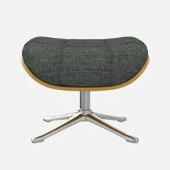 Habitat Repose-pieds En Chêne Et Tissu Melina - Gris Ardoise - Pied Aluminium