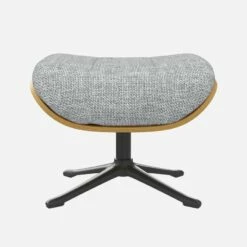 Habitat Repose-pieds En Chêne Et Tissu Melina - Gris Asphalte - Pied Noir