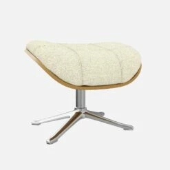 Habitat Repose-pieds En Chêne Et Tissu Venezia - Blanc Craie - Pied Aluminium -meubles boutique marc repose p chene ven beige alu 10274401