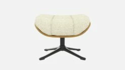 Habitat Repose-pieds En Chêne Et Tissu Venezia - Blanc Craie - Pied Noir -meubles boutique marc repose p chene ven beige p nr 10274381 2