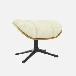 Habitat Repose-pieds En Chêne Et Tissu Venezia - Blanc Craie - Pied Noir -meubles boutique marc repose p chene ven beige p nr 10274385 1