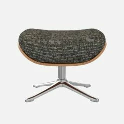 Habitat Repose-pieds En Noyer Et Tissu Alba - Gris Nuage - Pied Aluminium -meubles boutique marc repose p noyer alba gris fon alu 10275093 1