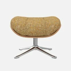 Habitat Repose-pieds En Noyer Et Tissu Alba - Jaune Soleil - Pied Aluminium -meubles boutique marc repose p noyer alba jaune alu 10275029 1