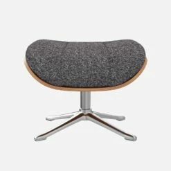 Habitat Repose-pieds En Noyer Et Tissu Lucca - Bleu Zingué - Pied Aluminium -meubles boutique marc repose p noyer lucca bleu alu 10274773 1