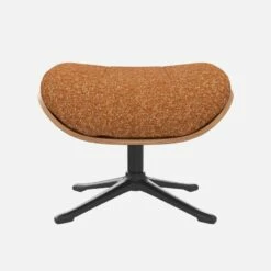 Habitat Repose-pieds En Noyer Et Tissu Lucca - Marron Noisette - Pied Noir -meubles boutique marc repose p noyer lucca orange p nr 10274693 1