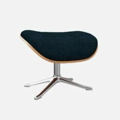 Habitat Repose-pieds En Noyer Et Tissu Melina - Bleu Encre - Pied Aluminium -meubles boutique marc repose p noyer mel bleu alu 10274585 1