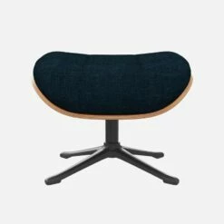 Habitat Repose-pieds En Noyer Et Tissu Melina - Bleu Encre - Pied Noir -meubles boutique marc repose p noyer mel bleu p nr 10274565 1