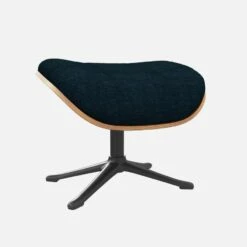 Habitat Repose-pieds En Noyer Et Tissu Melina - Bleu Encre - Pied Noir -meubles boutique marc repose p noyer mel bleu p nr 10274569