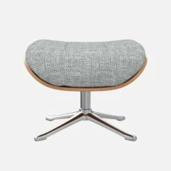 Habitat Repose-pieds En Noyer Et Tissu Melina - Gris Asphalte - Pied Aluminium -meubles boutique marc repose p noyer mel gris alu 10274517 1