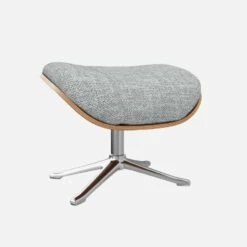 Habitat Repose-pieds En Noyer Et Tissu Melina - Gris Asphalte - Pied Aluminium -meubles boutique marc repose p noyer mel gris alu 10274521 1