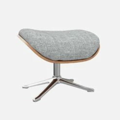 Habitat Repose-pieds En Noyer Et Tissu Melina - Gris Asphalte - Pied Aluminium -meubles boutique marc repose p noyer mel gris alu 10274521