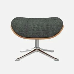 Habitat Repose-pieds En Noyer Et Tissu Melina - Gris Ardoise - Pied Aluminium -meubles boutique marc repose p noyer mel gris fon alu 10274453 1