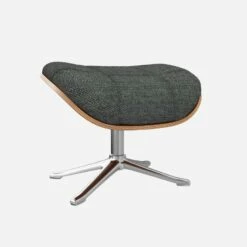 Habitat Repose-pieds En Noyer Et Tissu Melina - Gris Ardoise - Pied Aluminium -meubles boutique marc repose p noyer mel gris fon alu 10274457 1