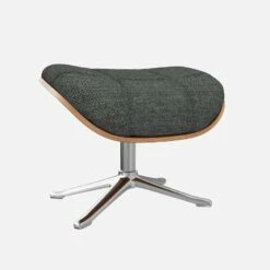 Habitat Repose-pieds En Noyer Et Tissu Melina - Gris Ardoise - Pied Aluminium -meubles boutique marc repose p noyer mel gris fon alu 10274457