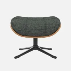 Habitat Repose-pieds En Noyer Et Tissu Melina - Gris Ardoise - Pied Noir -meubles boutique marc repose p noyer mel gris fon p nr 10274437 1