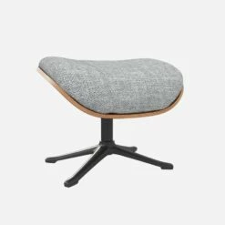 Habitat Repose-pieds En Noyer Et Tissu Melina - Gris Asphalte - Pied Noir -meubles boutique marc repose p noyer mel gris p nr 10274505 1