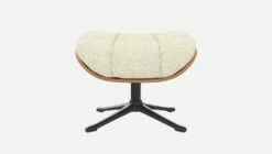 Habitat Repose-pieds En Noyer Et Tissu Venezia - Blanc Craie - Pied Noir -meubles boutique marc repose p noyer ven beige p nr 10274373 2