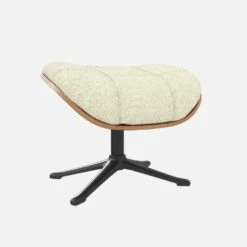 Habitat Repose-pieds En Noyer Et Tissu Venezia - Blanc Craie - Pied Noir -meubles boutique marc repose p noyer ven beige p nr 10274377 1