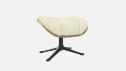 Habitat Repose-pieds En Noyer Et Tissu Venezia - Blanc Craie - Pied Noir -meubles boutique marc repose p noyer ven beige p nr 10274377 2